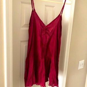 Burgundy cotton/silk tunic dress